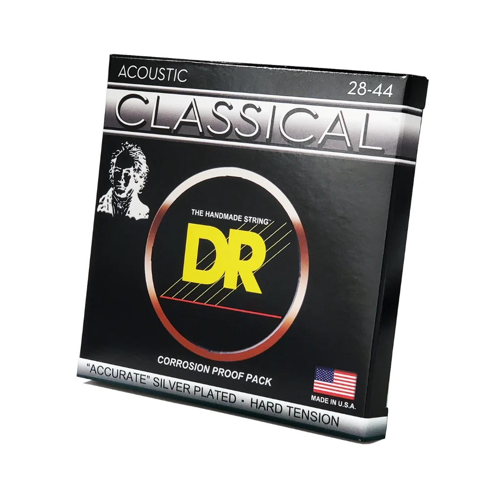 DR Strings Classical Nylon Silver-Plated Strings - Hard Tension 28-44
