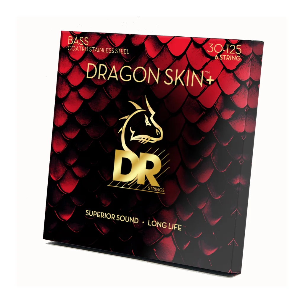 DR Strings Dragon Skin+ Coated 6-string Bass Guitar Strings - Medium 30-125