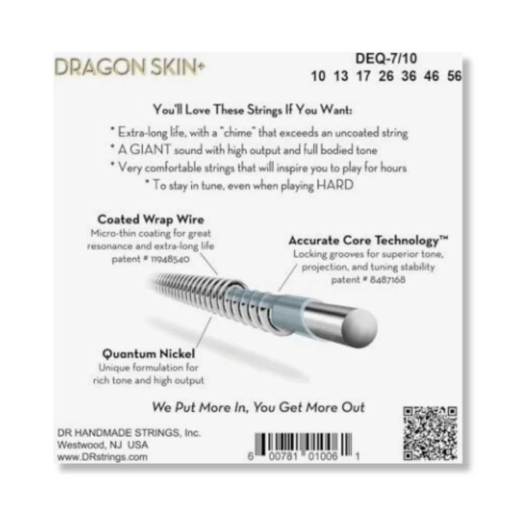 DR Strings Dragon Skin+ Quantum Nickel 7-string Electric Guitar Strings - Medium 10-56 - Image 2