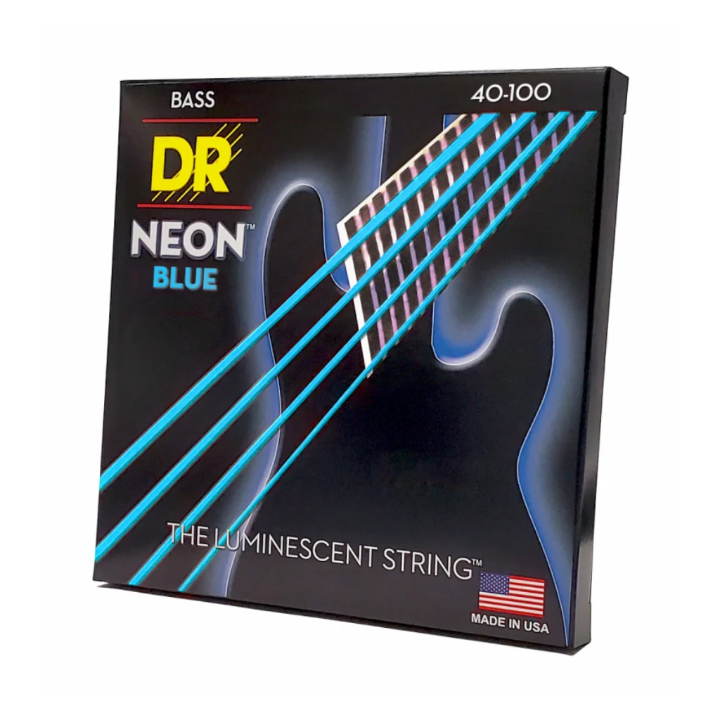DR Strings Hi-Def Neon Blue K3 Coated Bass Guitar Strings - Light 40-100