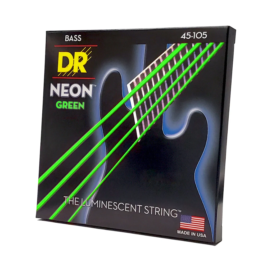 DR Strings Hi-Def Neon Green K3 Coated Bass Guitar Strings - Medium 45-105