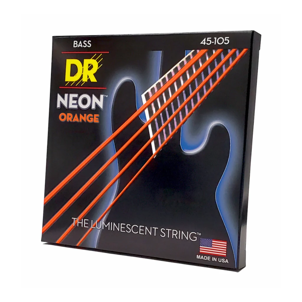 DR Strings Hi-Def Neon Orange K3 Coated Bass Guitar Strings - Medium 45-105
