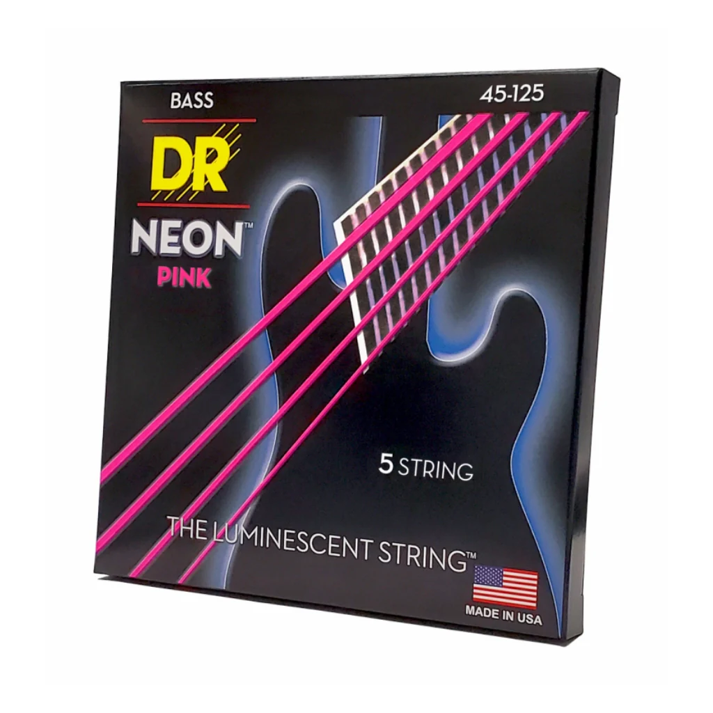 DR Strings Hi-Def Neon Purple K3 Coated 5-string Bass Guitar Strings - Medium 45-125