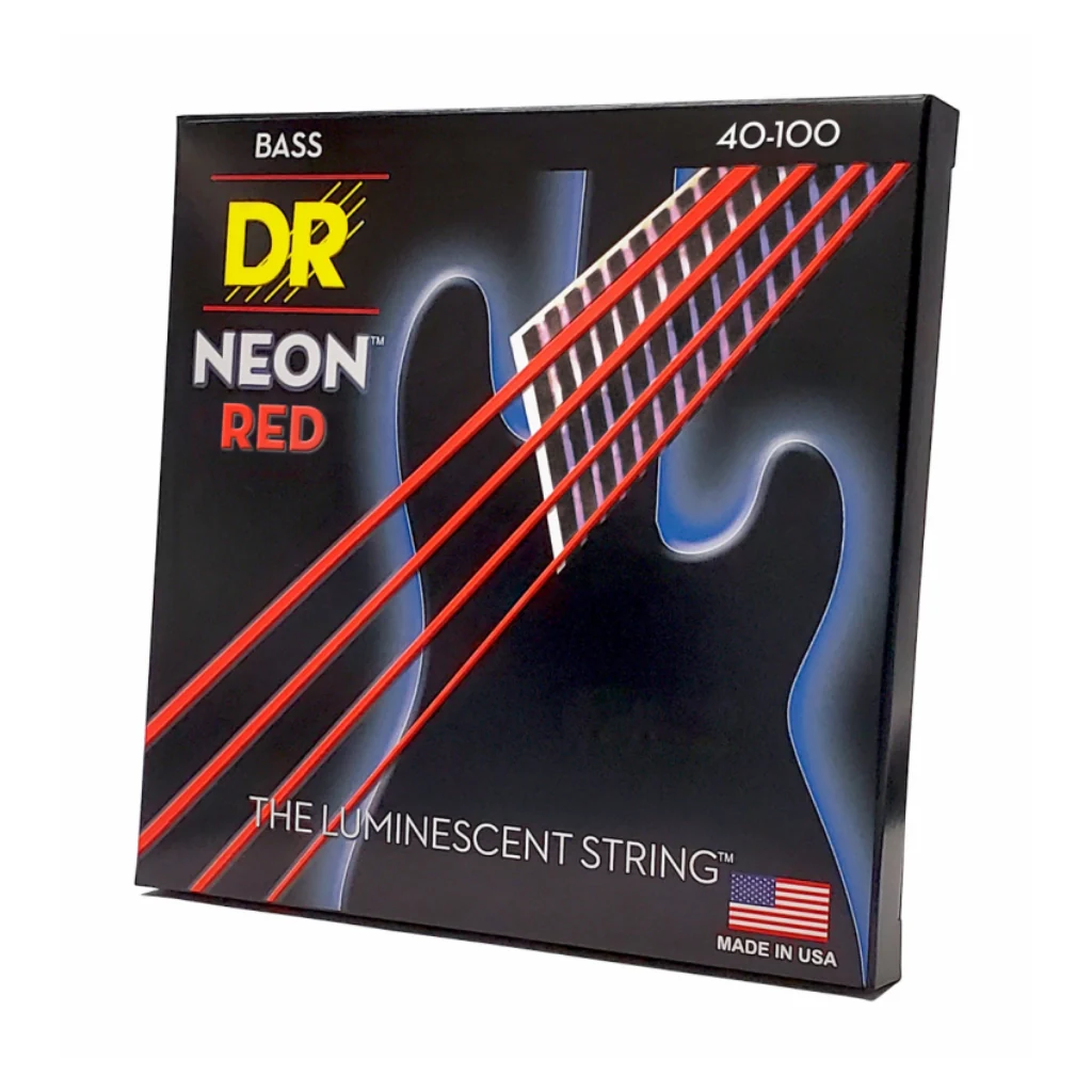 DR Strings Hi-Def Neon Red K3 Coated Bass Guitar Strings - Light 40-100