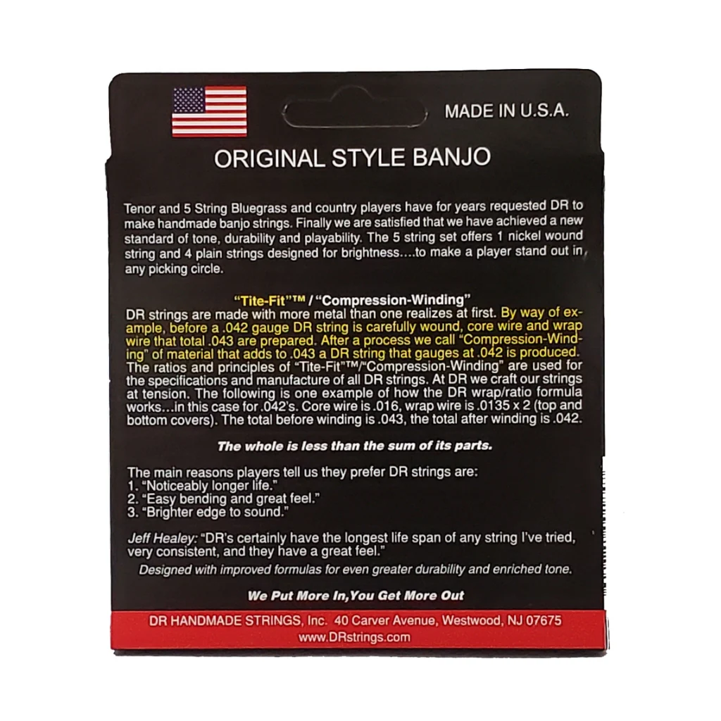 DR Strings Original Style Banjo Strings - 5-string Medium 10, 12, 15, 23, 10 - Image 2