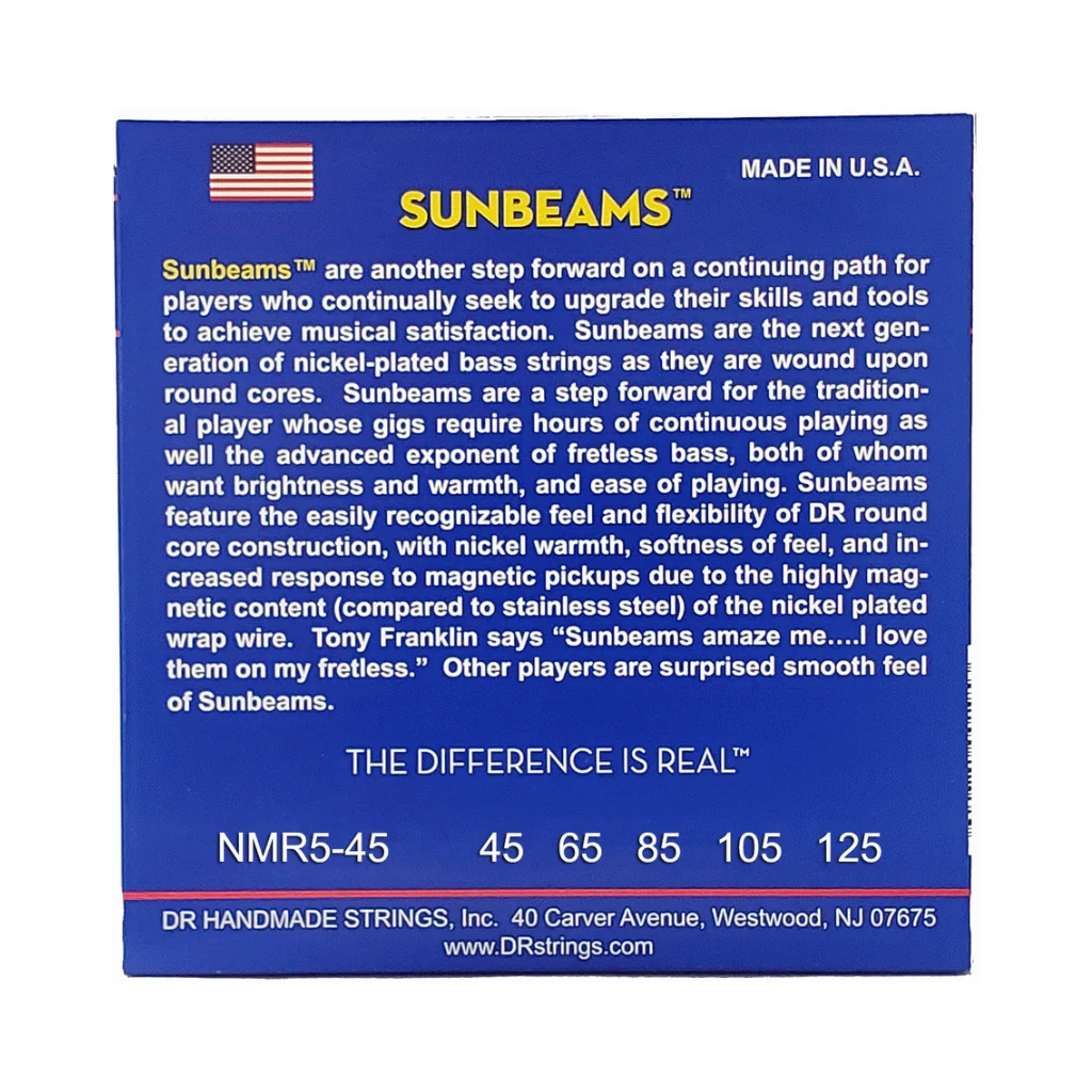 DR Sunbeam Nickel Plated Bass Strings - 5-String Medium 45-125 - Image 2
