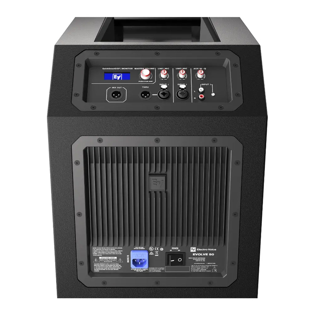 Electro Voice Powered Subwoofer Black w/ 8 Channel Mixer Quicksmart DSP & Bluetooth 1000w Class D Amp