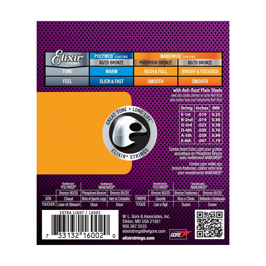 Elixir 16002 Nanoweb Phosphor Bronze Extra Light 10-47 - Image 2