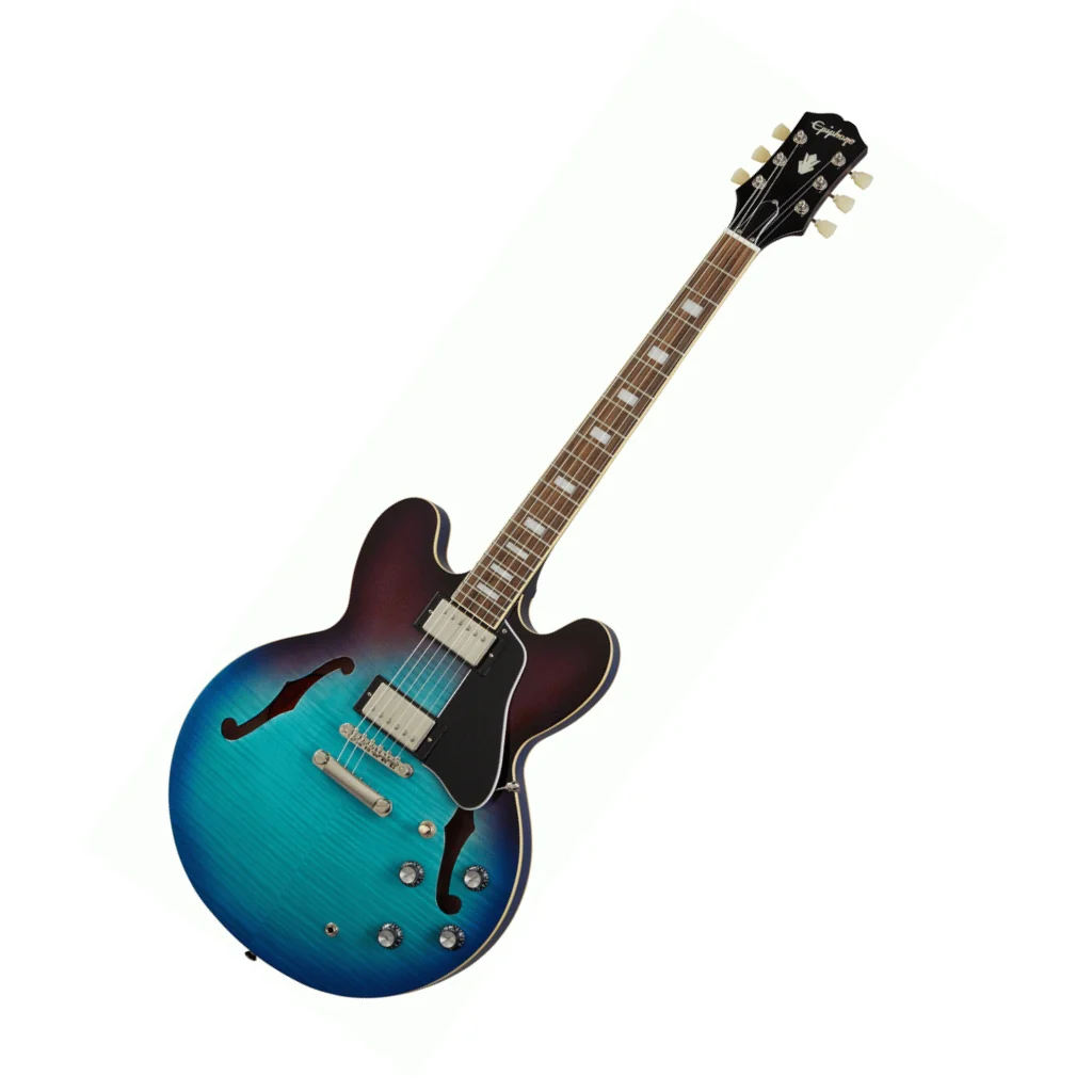 Epiphone ES-335 Figured Semi-Hollow Electric Guitar - Blueberry Burst - Image 7