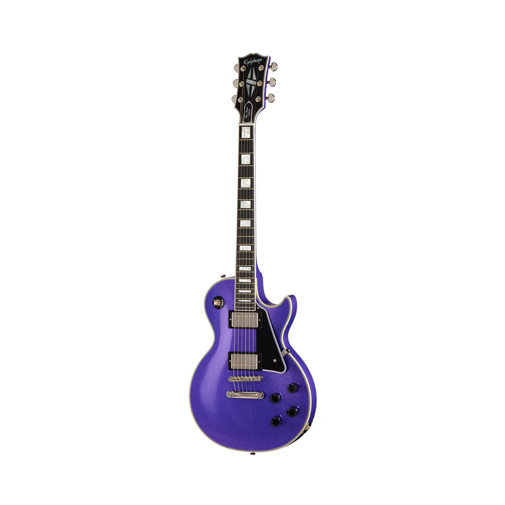 Epiphone Inspired by Gibson Custom Les Paul Custom Electric Guitar - Amethyst Sparkle - Image 3