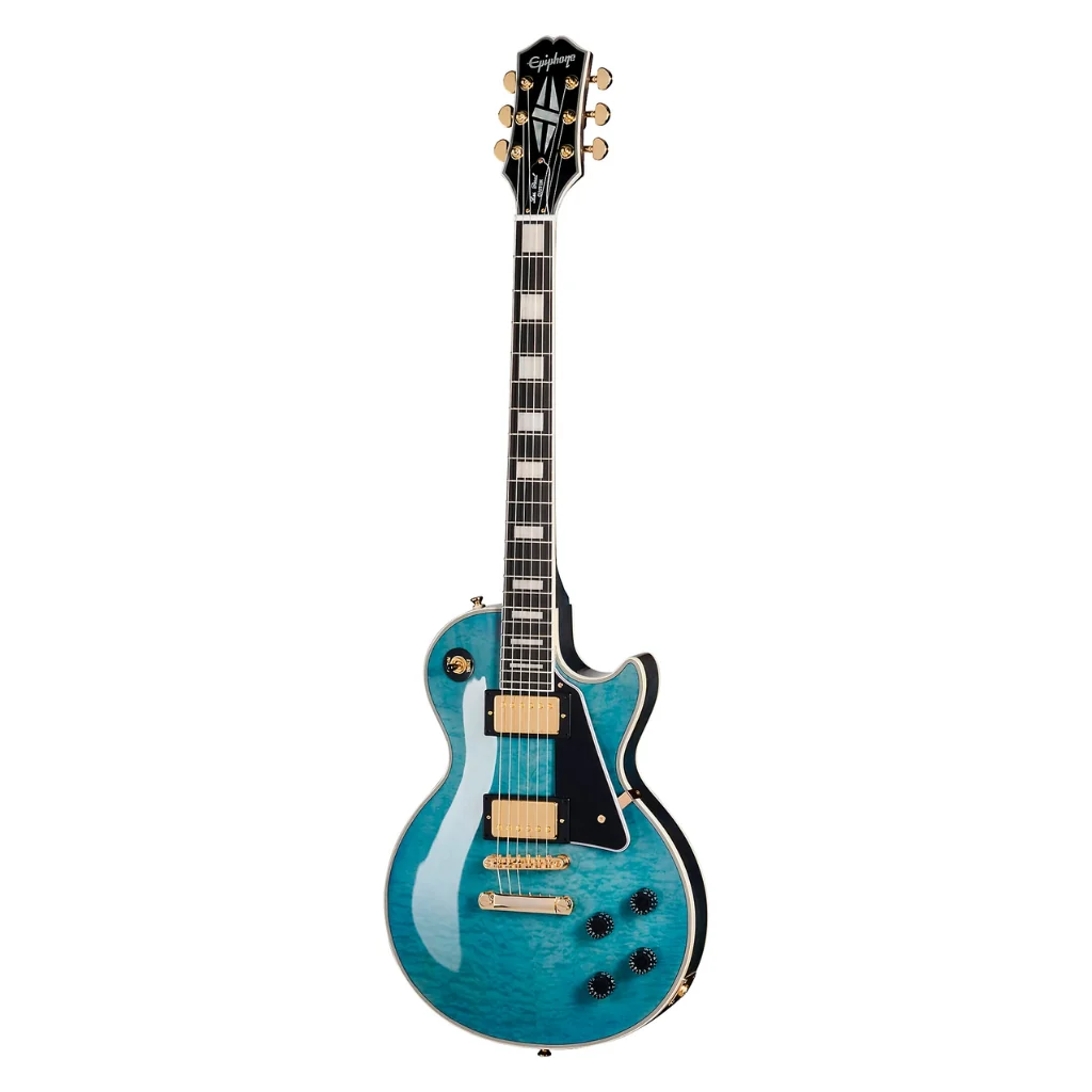 Epiphone Les Paul Custom Quilt Electric Guitar - Ocean Blue - Image 3