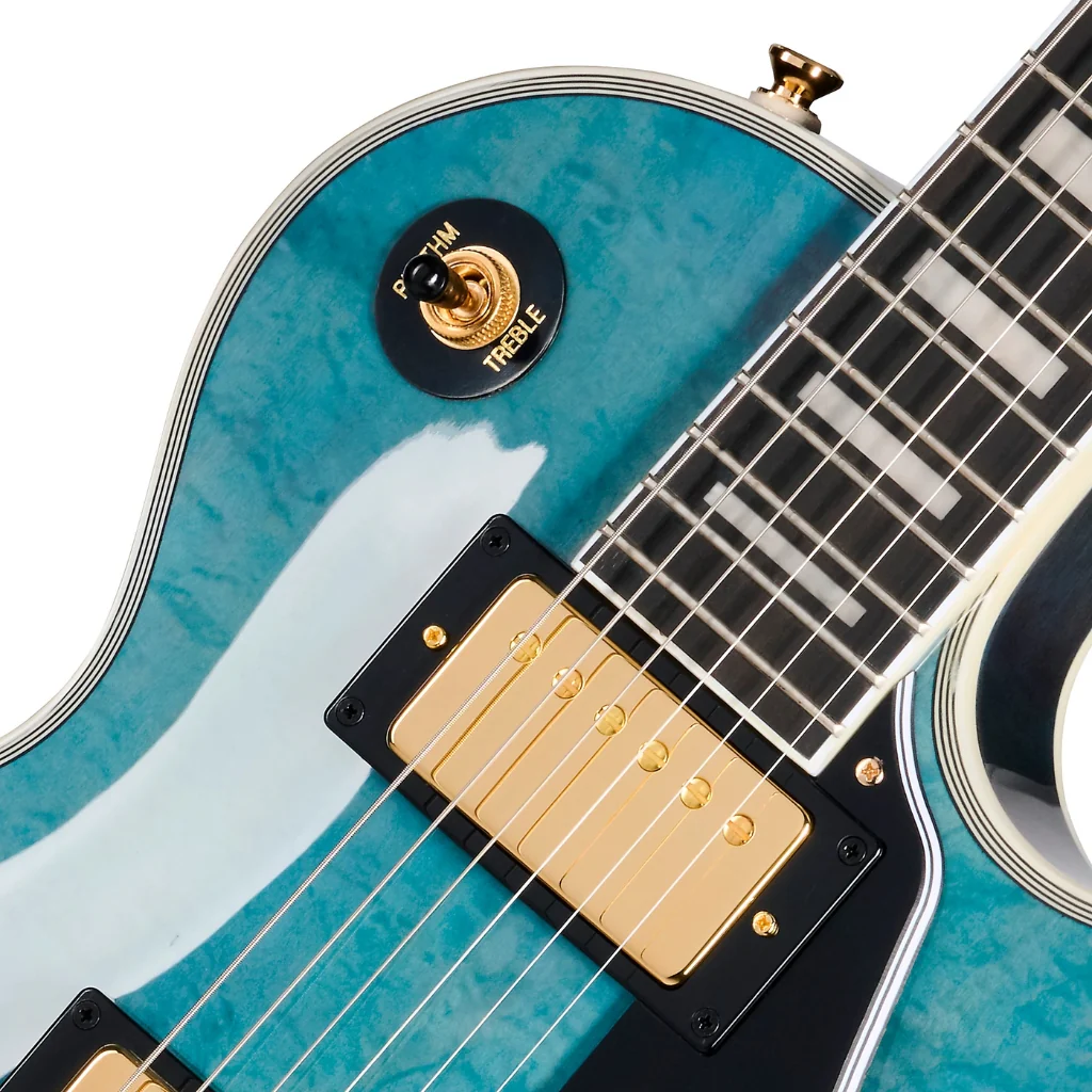 Epiphone Les Paul Custom Quilt Electric Guitar - Ocean Blue - Image 7