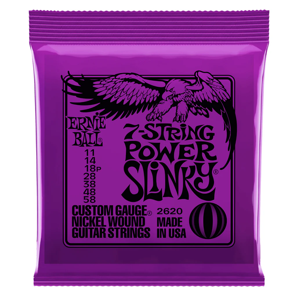 Ernie Ball Power Slinky 7-String Nickel Wound Electric Guitar Strings, 11-58 Gauge
