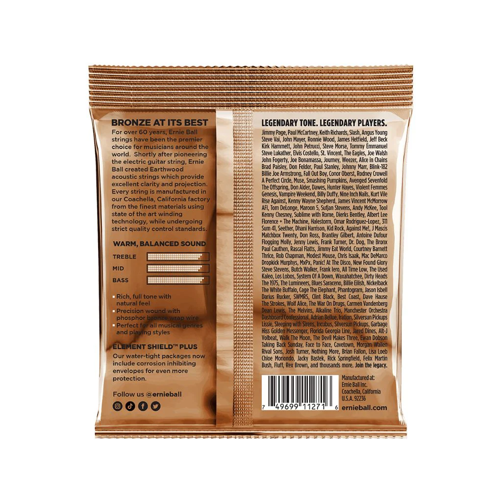 Erine Ball Earthwood Custom Light Phosphor Bronze 11.5 54 Acoustic Guitar Strings - 3 Pack - Image 2