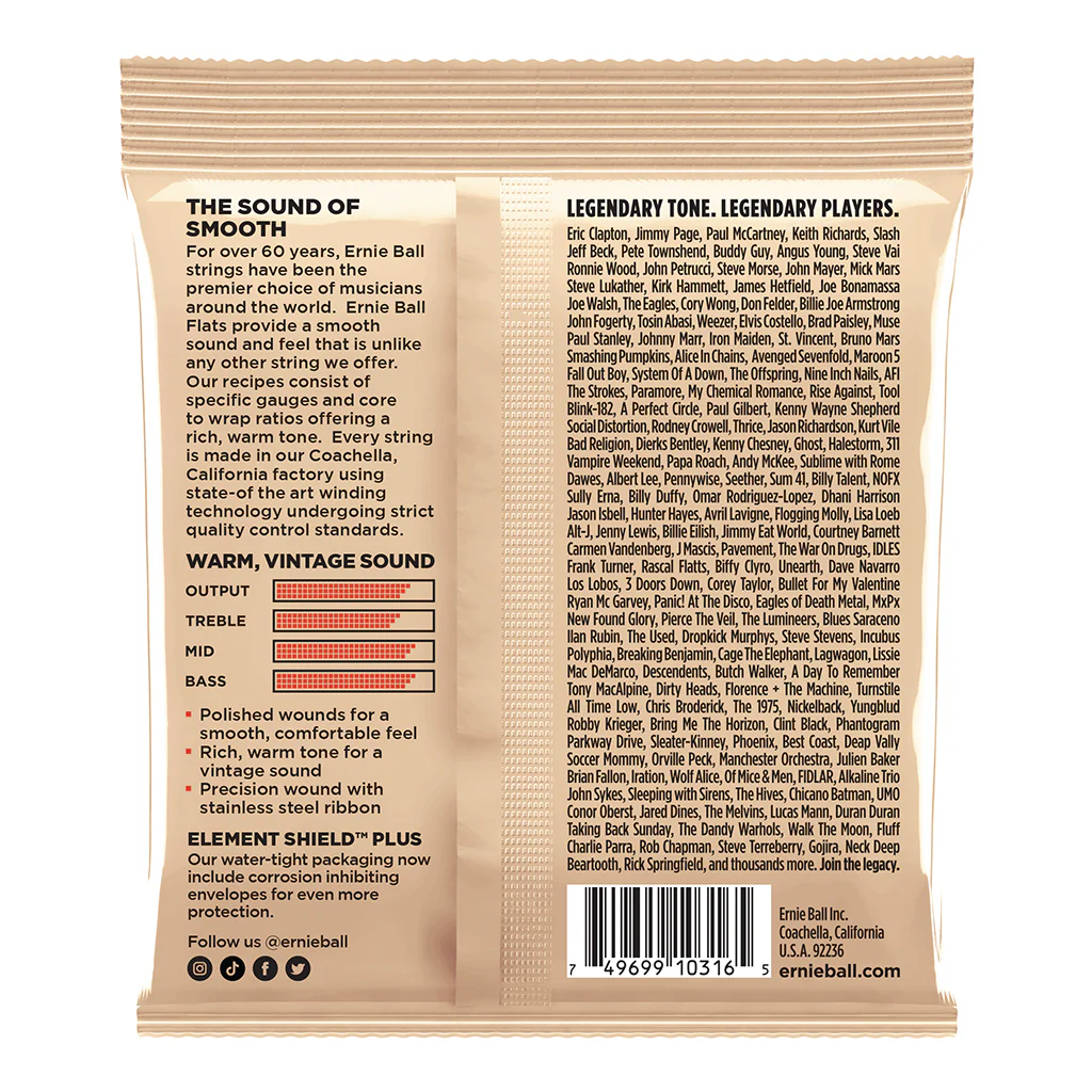 Ernie Ball Light Flatwound Electric Guitar Strings - 11-50 Gauge - Image 2