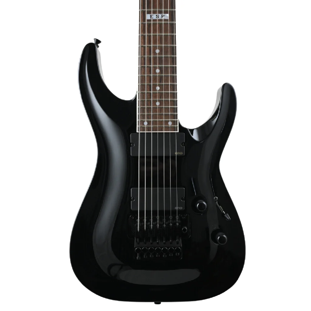 ESP Custom Shop 7-String Electric Guitar w/ Floyd Rose & EMG Pickups - Gloss Black