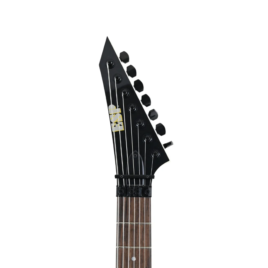 ESP Custom Shop 7-String Electric Guitar w/ Floyd Rose & EMG Pickups - Gloss Black - Image 4