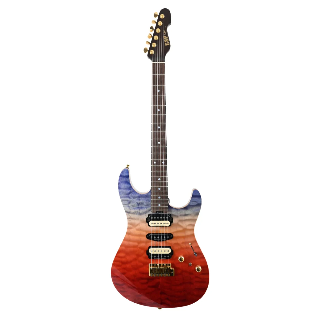 ESP Custom Shop Snapper CTM Electric Guitar - Blue Red Gradation - Image 2