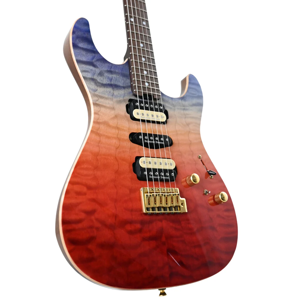 ESP Custom Shop Snapper CTM Electric Guitar - Blue Red Gradation - Image 6