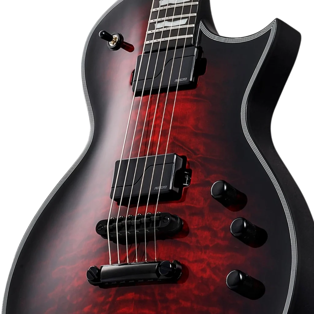 ESP E-II Eclipse QM Electric Guitar - See-thru Black Cherry Sunburst - Image 7