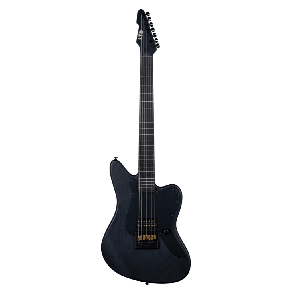 ESP LTD Alex Wade AW-XJ7B Baritone Evertune Open Grain Electric Guitar - Black Satin - Image 3