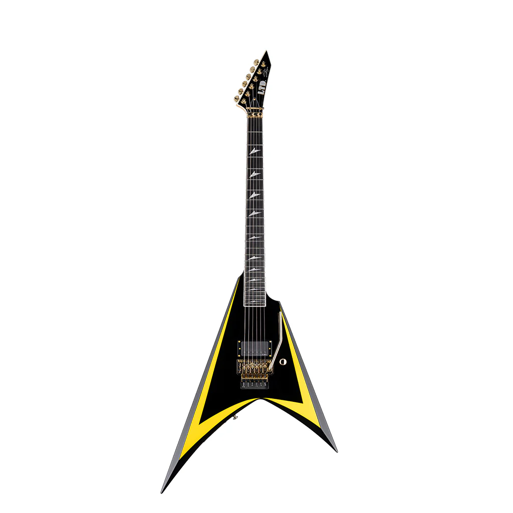 ESP LTD Alexi Laiho Signature Arrowhead SE 20th Anniversary Electric Guitar - Black w/Yellow Bevels - Image 3
