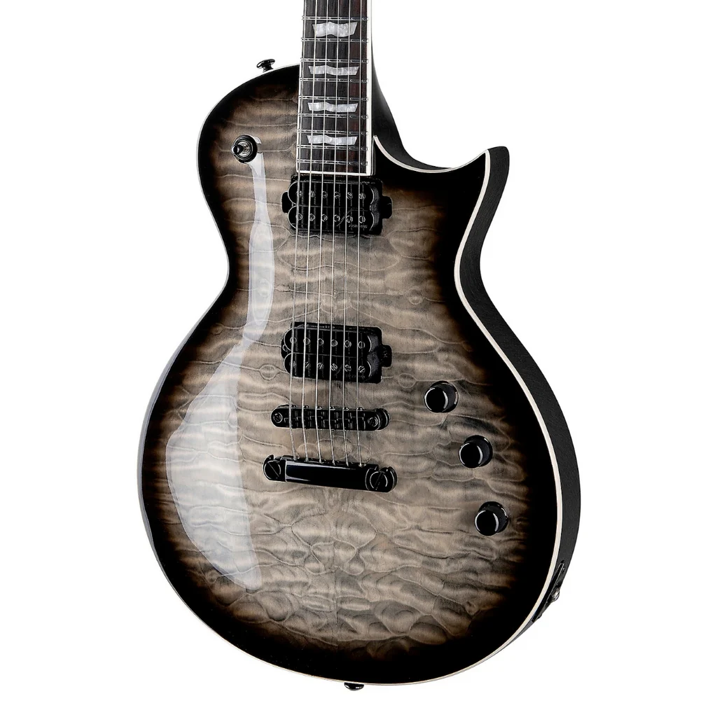 ESP LTD EC-1000T Quilted Maple Electric Guitar - Charcoal Burst - Image 6
