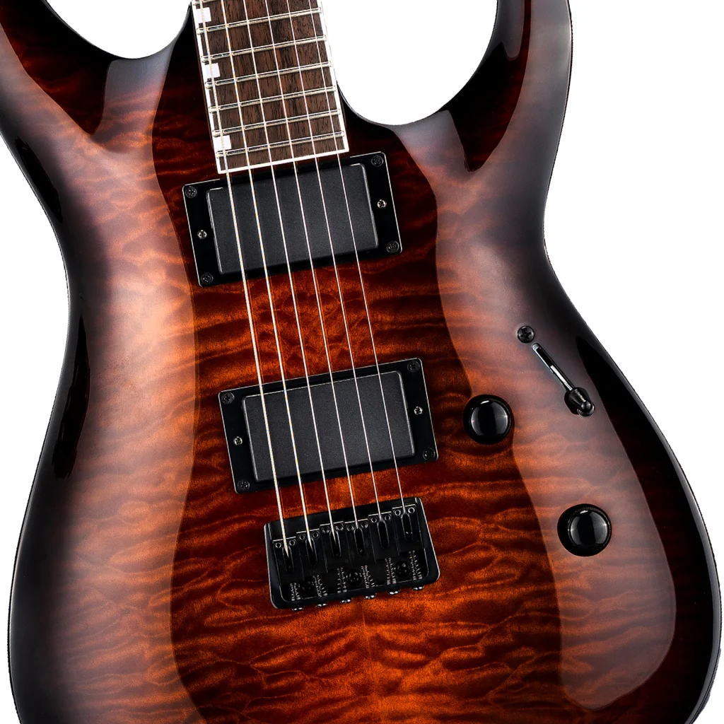 ESP LTD MH-200QM HT Electric Guitar - Dark Brown Sunburst - Image 7