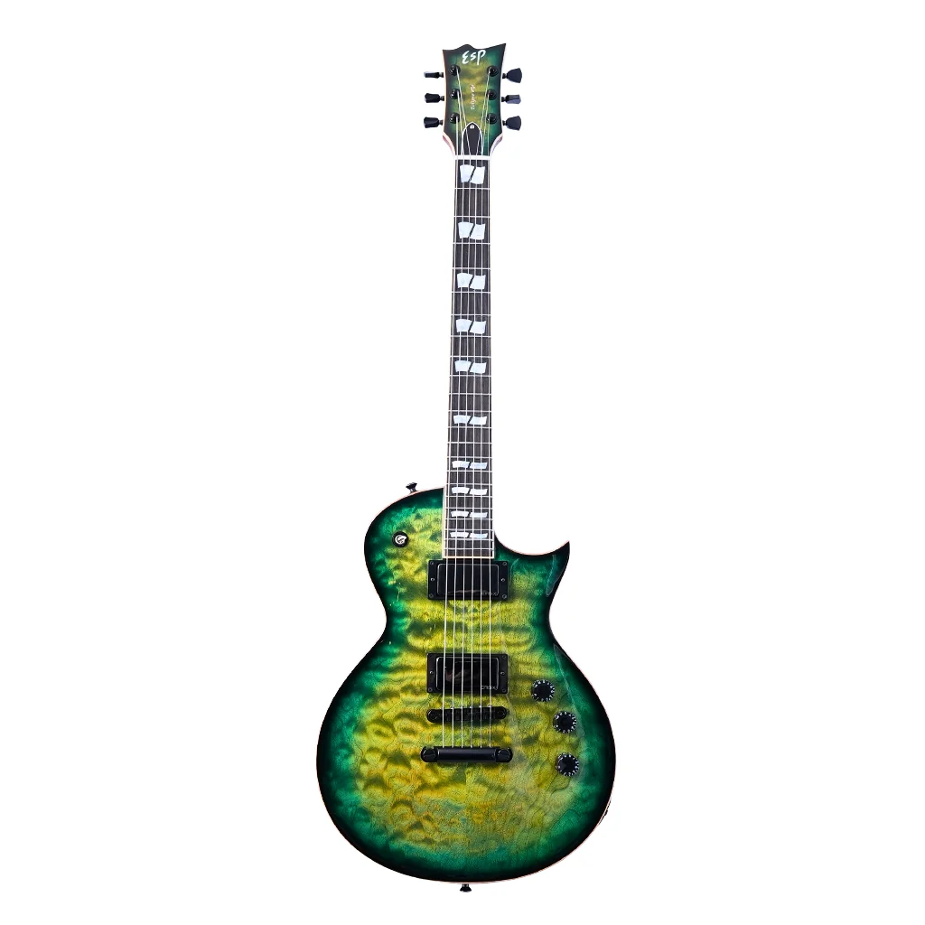 ESP USA Eclipse Quilted Maple Electric Guitar - Dark Lime Burst - Image 3