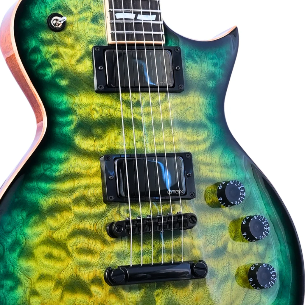 ESP USA Eclipse Quilted Maple Electric Guitar - Dark Lime Burst - Image 7