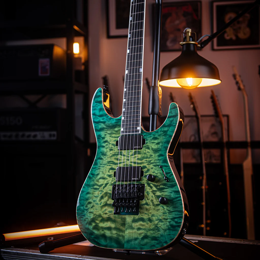 ESP USA M-II Quilted Maple Electric Guitar w/Floyd Rose & EMG - Lime Burst