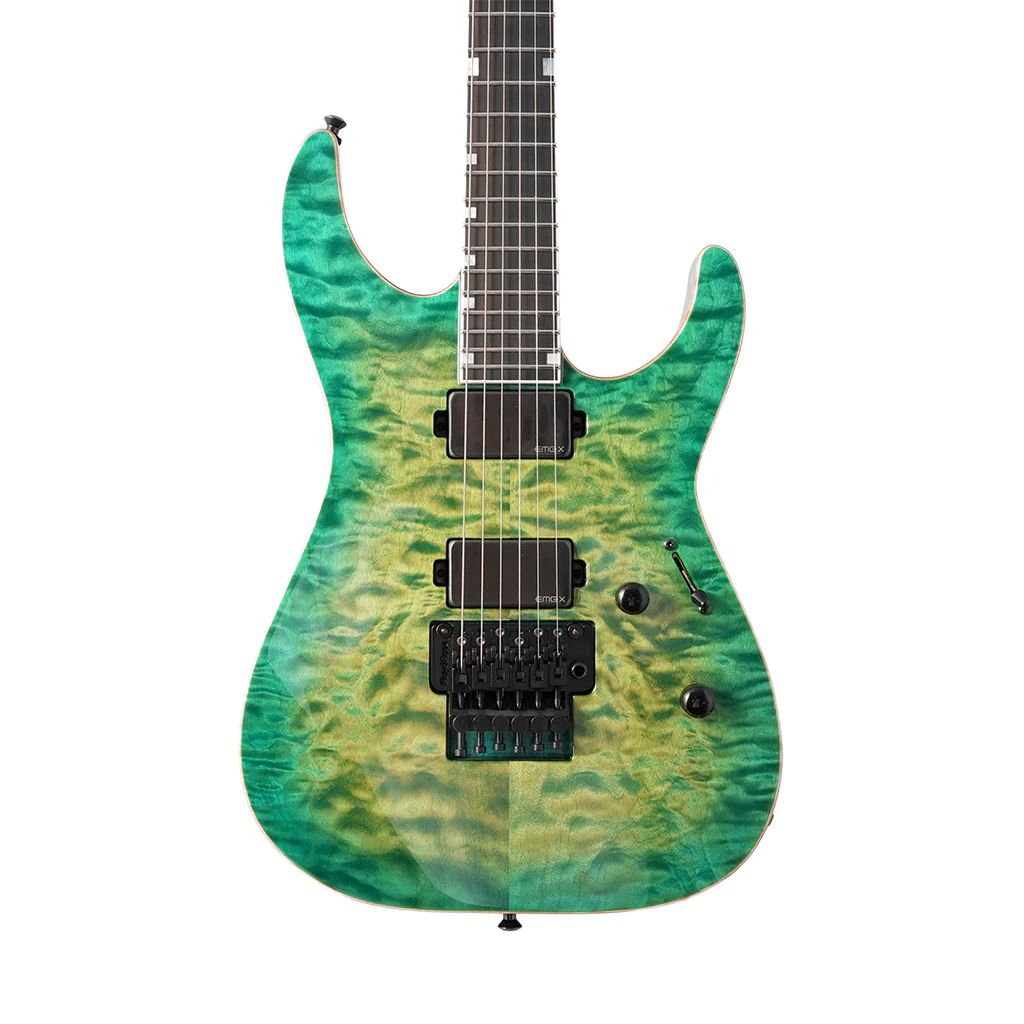 ESP USA M-II Quilted Maple Electric Guitar w/Floyd Rose & EMG - Lime Burst - Image 2
