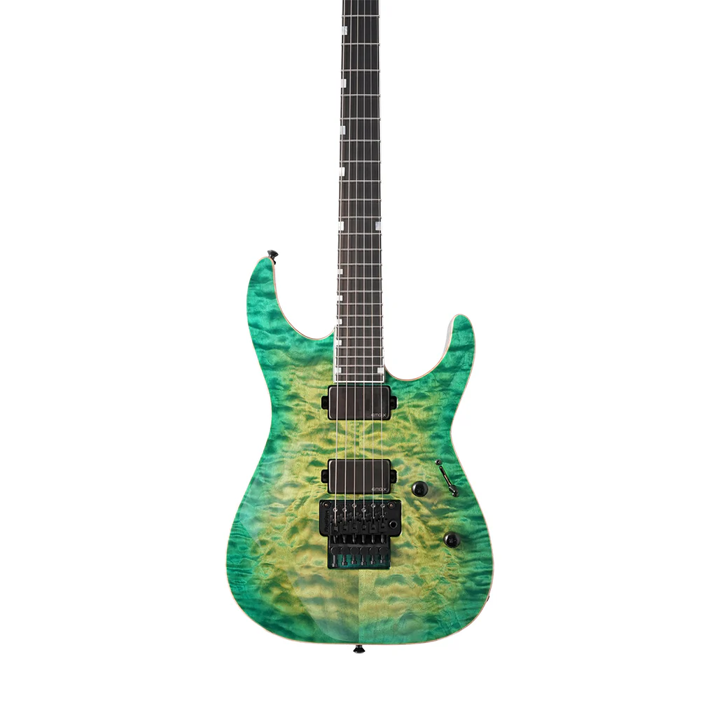 ESP USA M-II Quilted Maple Electric Guitar w/Floyd Rose & EMG - Lime Burst - Image 4