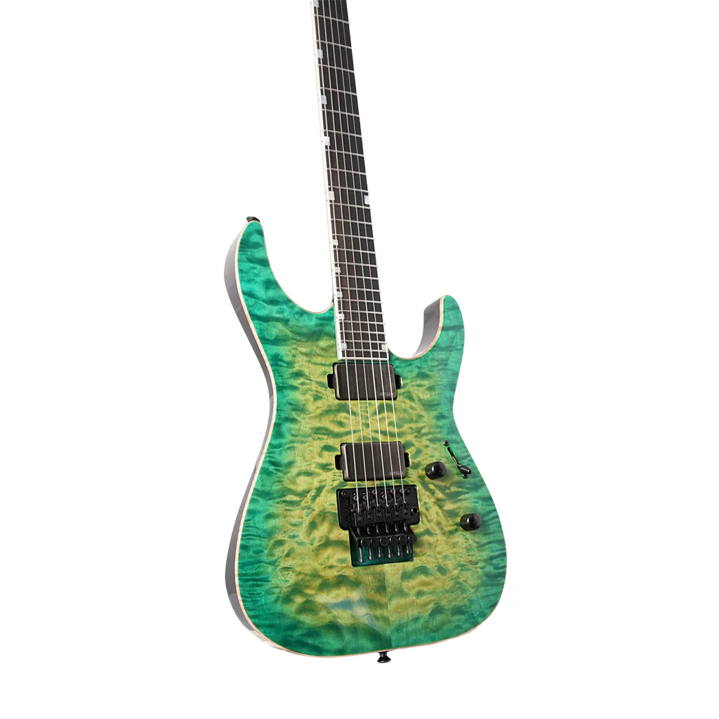 ESP USA M-II Quilted Maple Electric Guitar w/Floyd Rose & EMG - Lime Burst - Image 8