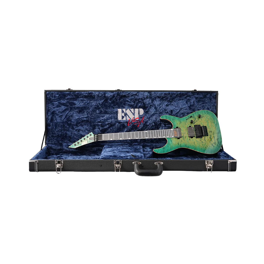 ESP USA M-II Quilted Maple Electric Guitar w/Floyd Rose & EMG - Lime Burst - Image 9