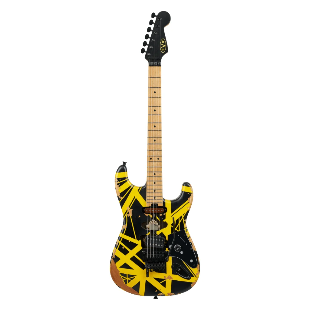 EVH Limited Edition Striped Series Frankenstein Frankie Electric Guitar - Black with Yellow Stripes, Maple Fingerboard - Image 3