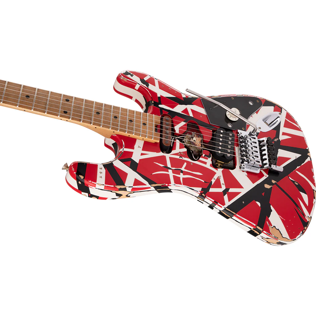 EVH - Striped Series Frankie - Maple Fingerboard - Red with Black Stripes Relic - Image 4