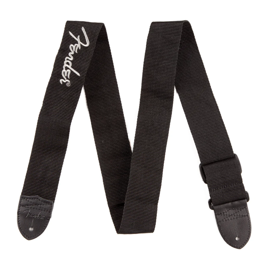 Fender - 2" Black Poly Strap w/ Grey Fender® Logo
