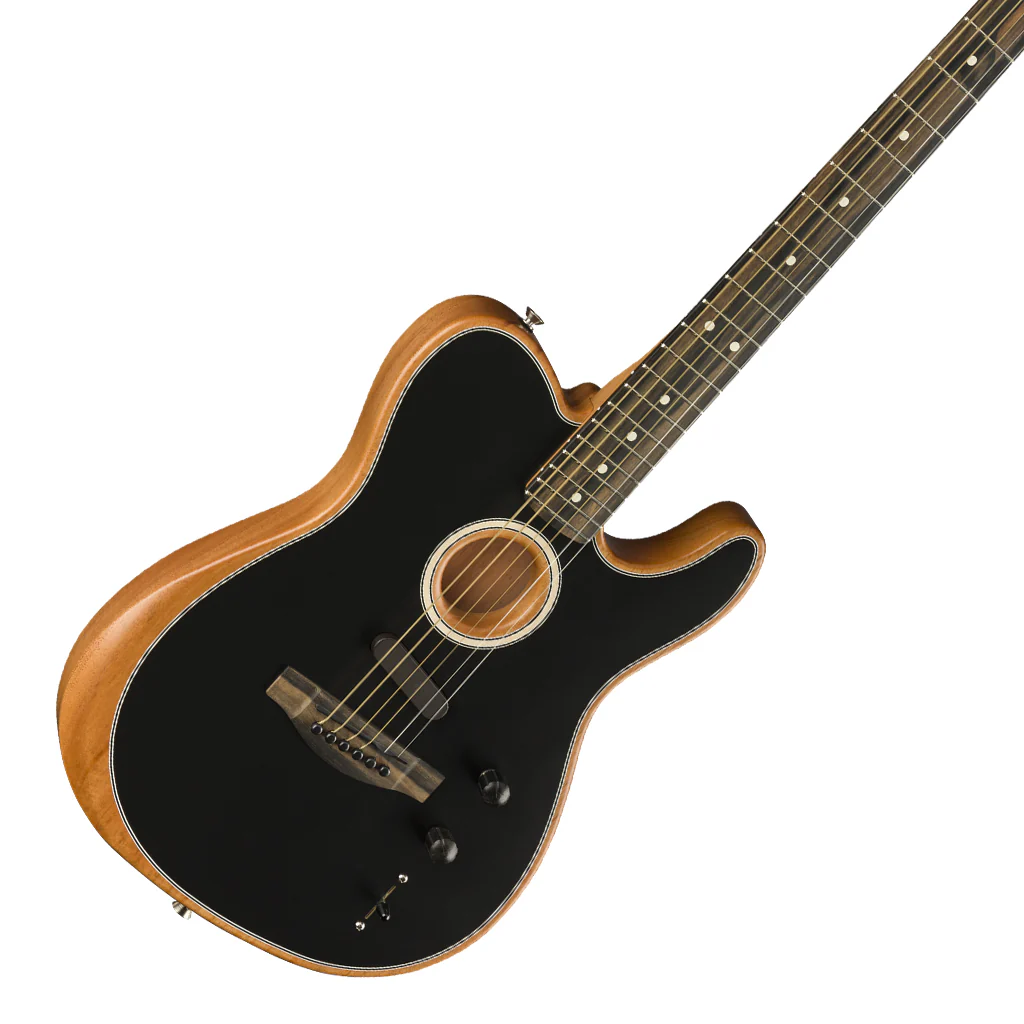 Fender American Acoustasonic® Telecaster®, Ebony Fingerboard, Black - Image 7