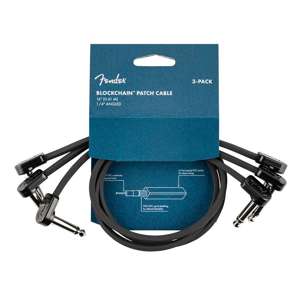 Fender Blockchain 16" Cable 3 Pack Angle/Angle