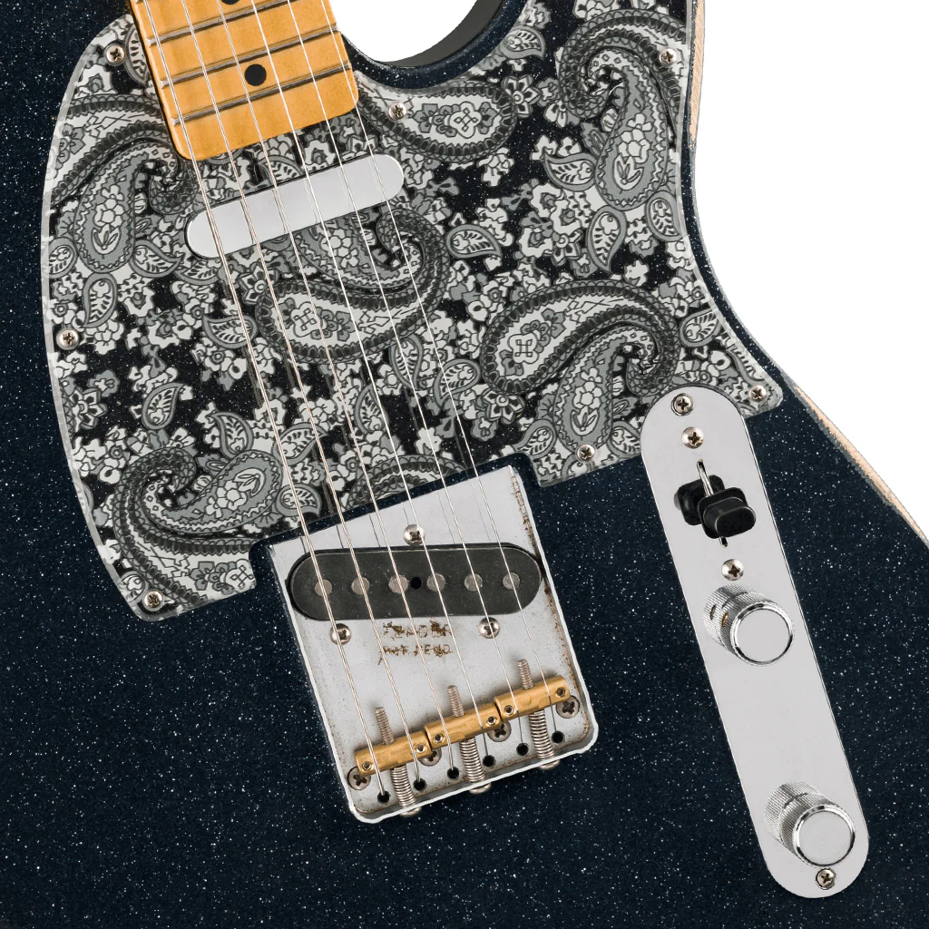Fender Brad Paisley Road Worn Telecaster - Black Sparkle, Maple Fingerboard - Image 6
