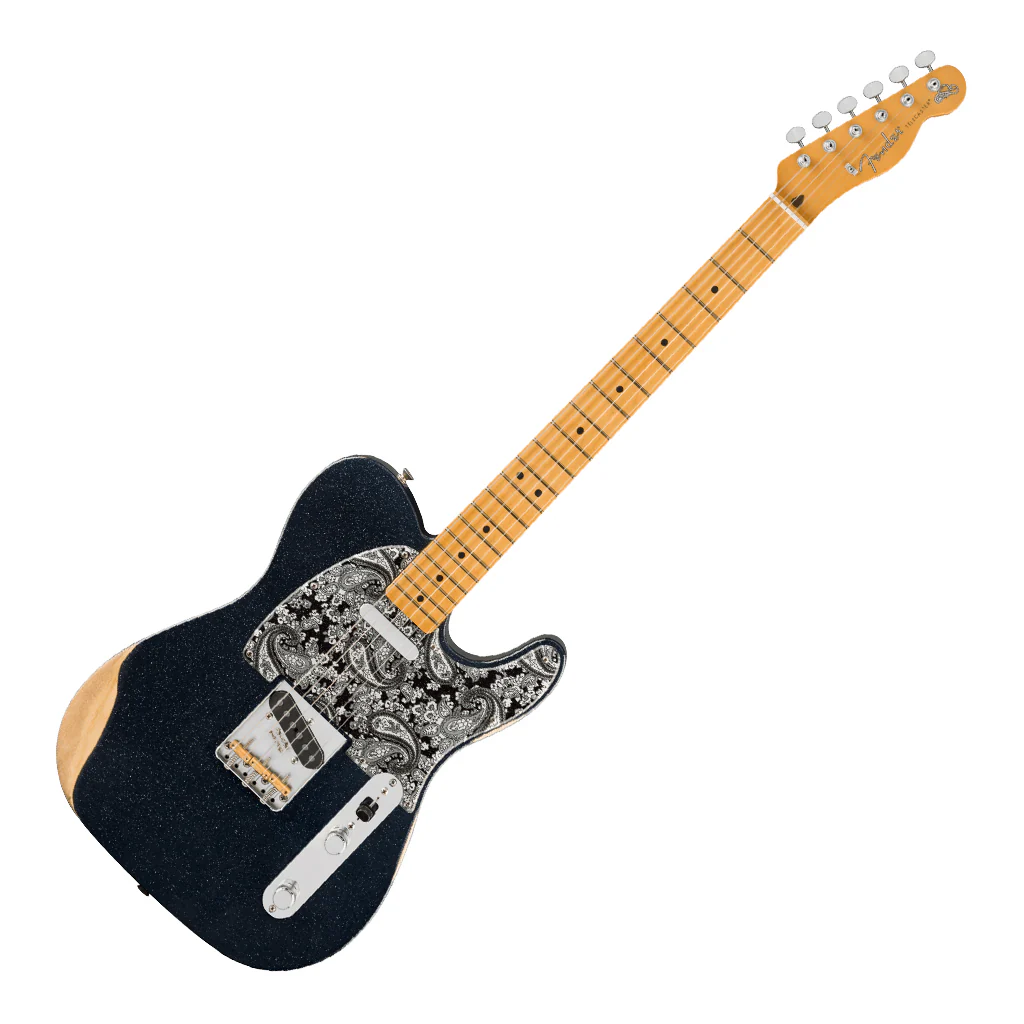Fender Brad Paisley Road Worn Telecaster - Black Sparkle, Maple Fingerboard - Image 7