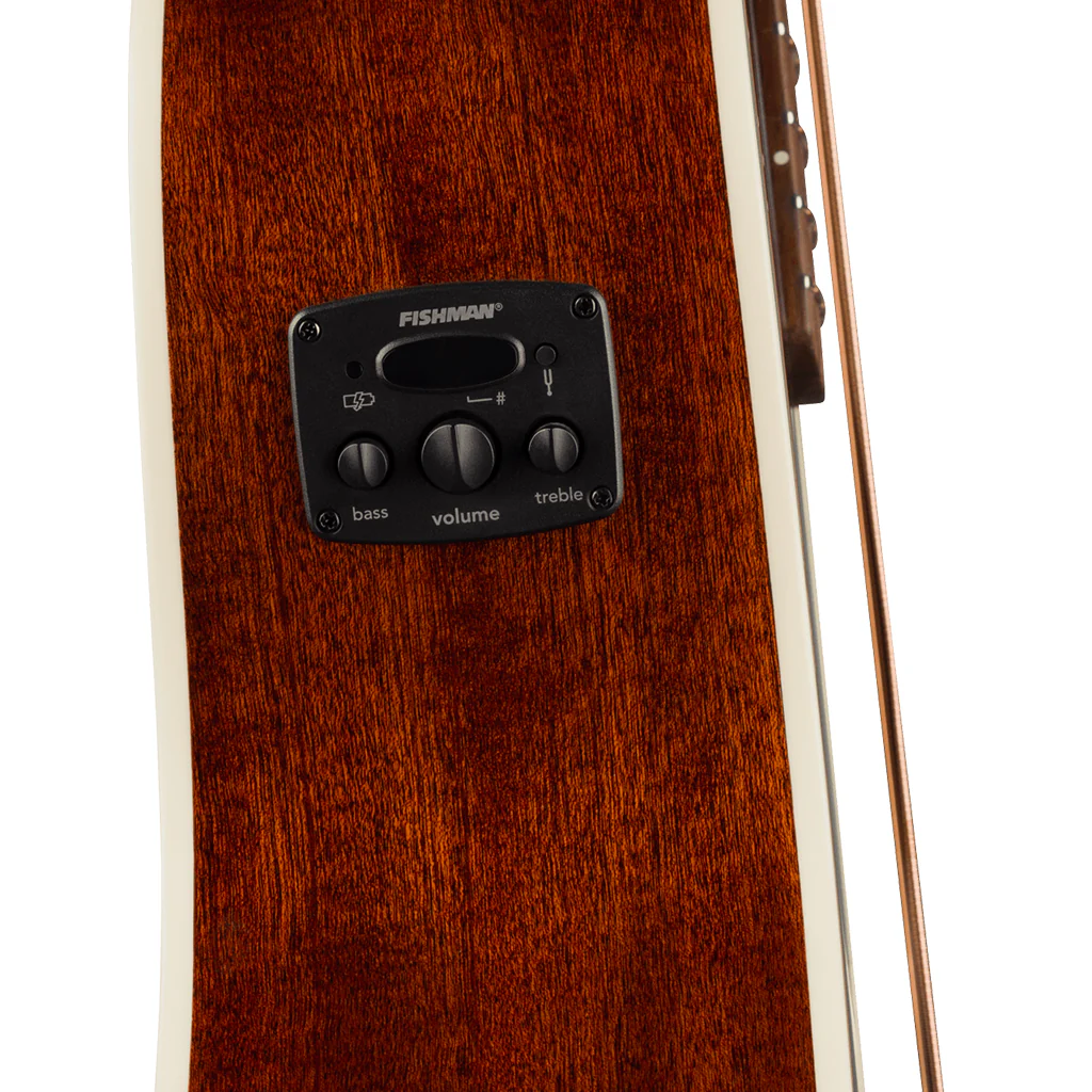 Fender California Deluxe Kingman CE w/Ivory Pickguard Acoustic-Electric Bass - Black - Image 7