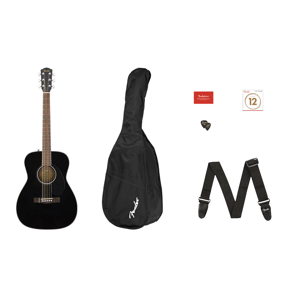 Fender CC-60S Concert Pack Acoustic Guitar - Black - Image 4