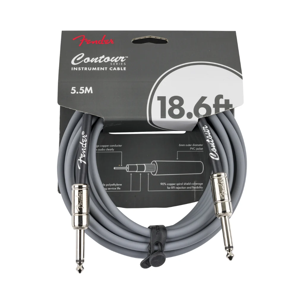 Fender Contour Series Instrument Cable - Inca Silver, 18.6 feet - Image 3