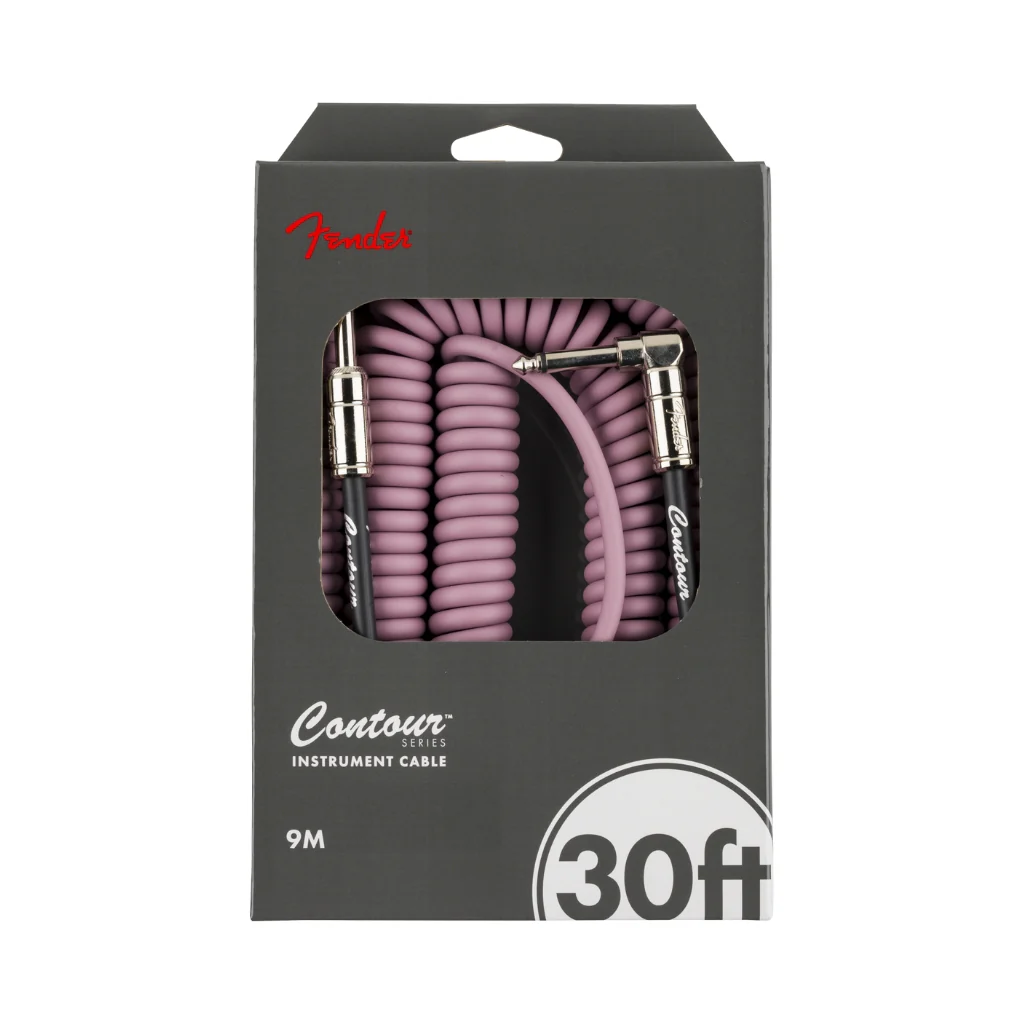 Fender Contour Series Straight to Right Angle Coil Instrument Cable - Burgundy Mist, 30 feet - Image 3