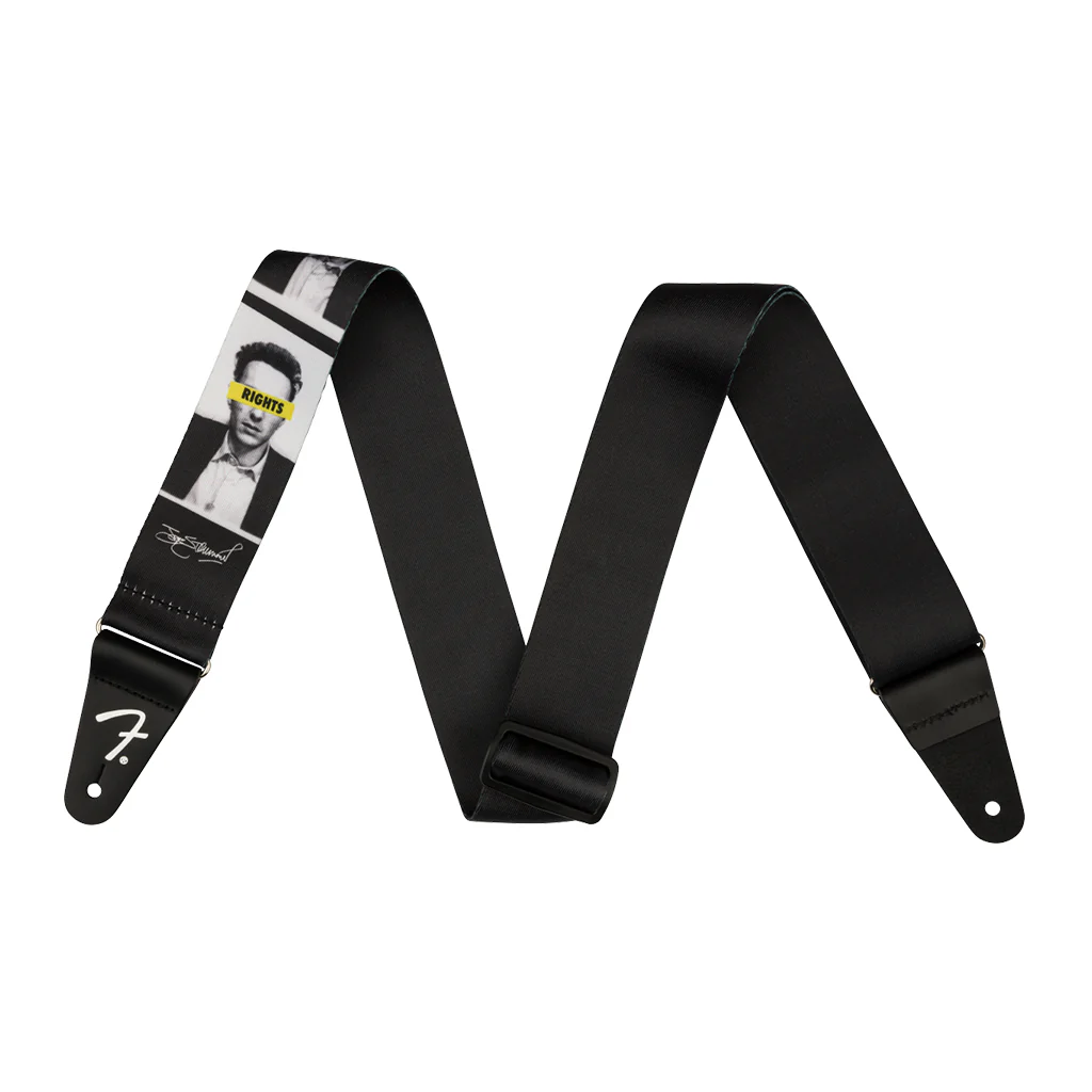 Fender Joe Strummer Know Your Rights Strap, Black/White, 2"