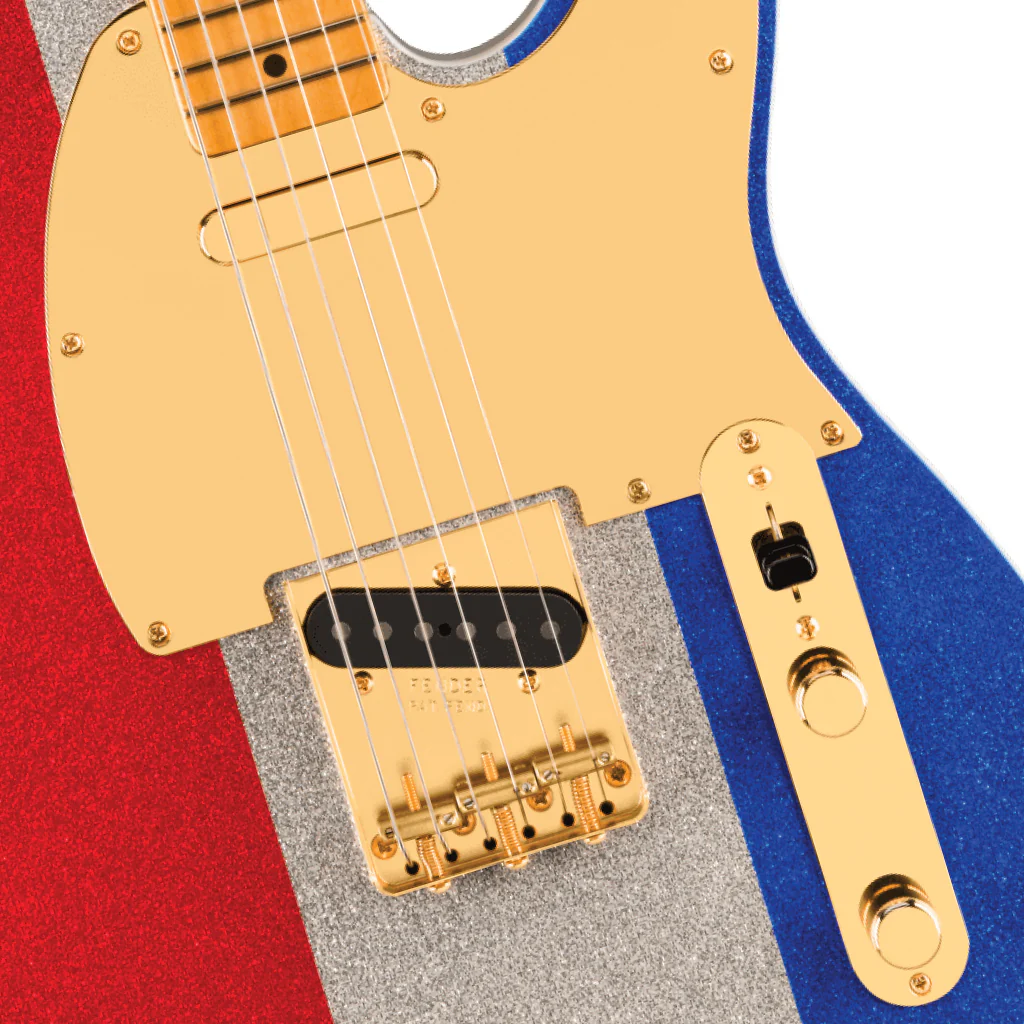 Fender Limited Edition Buck Owens Telecaster with Maple Fingerboard - Red Silver and Blue Sparkle - Image 6