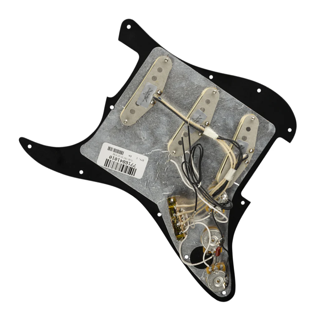 Fender - Pre-Wired Strat Pickguard, Custom Shop Fat 50's SSS, Black 11 Hole PG - Image 2
