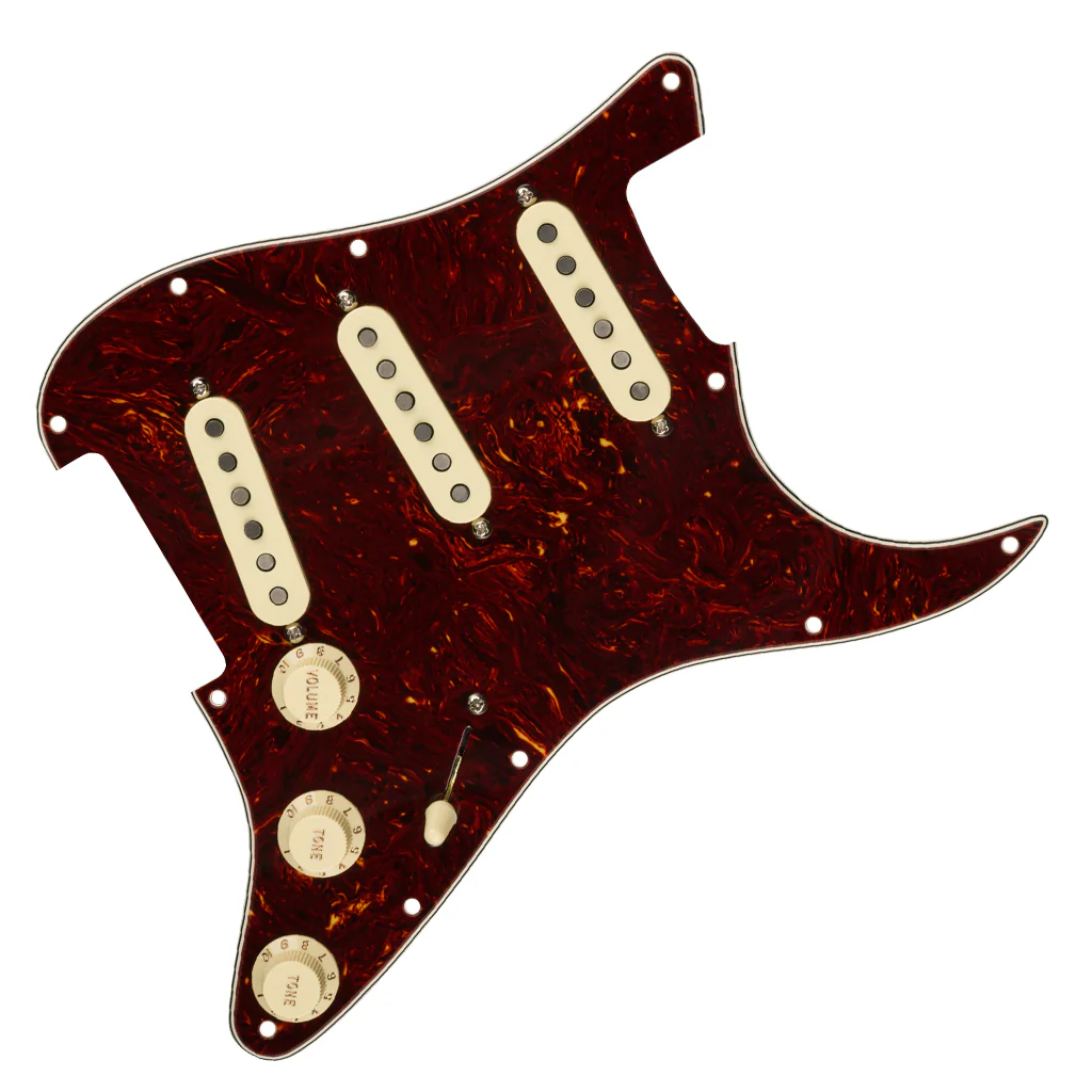 Fender - Pre-Wired Strat® Pickguard, Custom Shop Fat 50's SSS, Tortoise Shell 11 Hole PG